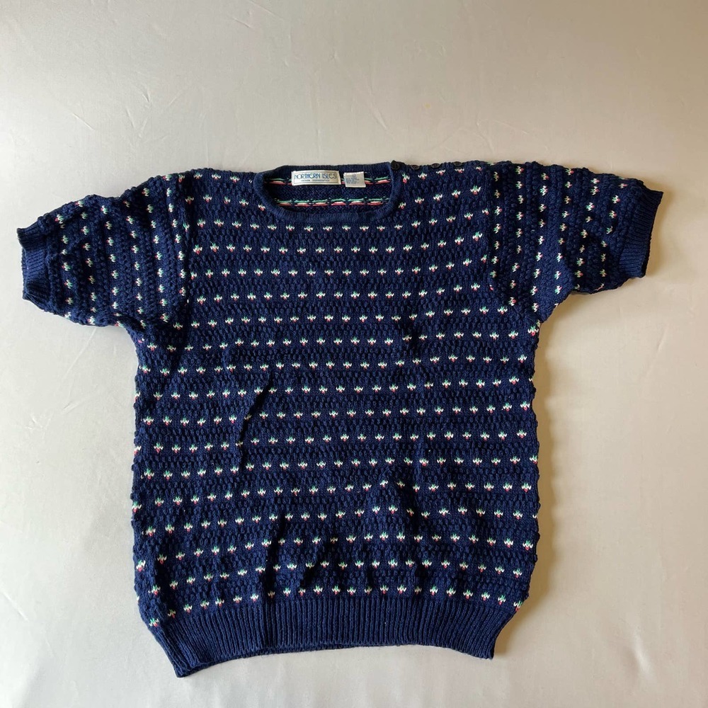 Vintage Northern Isles dark blue sweater short sleeve Navy Blue M
